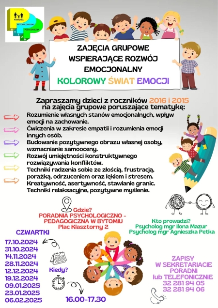 8 października Zajęcia grupowe dla dzieci z roczników 2015 i 2016